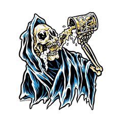 Αυτοκόλλητο Down-n-Out Beer reaper sticker | Πολύχρωμο