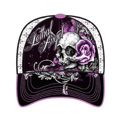 Καπέλο Lethal Threat FLORAL SKULL ROSE CAP Purple/Black
