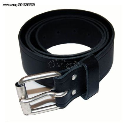 Ζώνη LEATHER BELT WITH BUCKLE BLACK Μαύρη