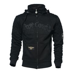 Ζακέτα-Φούτερ WEST COAST CHOPPERS σε μαύρο | WCC Choppers Por Vida hoodie black