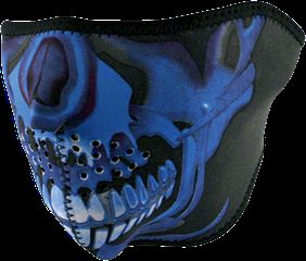 Zan Headgear Μάσκα Aναβάτη Νεκροκεφαλή μπλε | Half Mask Chrome Skull