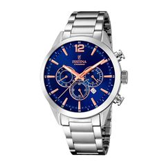 Festina Timeless, Men's Chronograph Watch, Grey Silver Stainless Steel Bracelet F20343/9