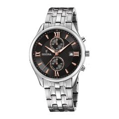 Festina Timeless, Men's Chronograph Watch, Grey Silver Stainless Steel Bracelet F6854/7
