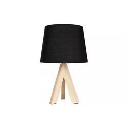 Επιτραπέζιο Ξύλινο φωτιστικό πορτατίφ E14 με υφασμάτινο καπέλο Μαύρο Y03000050 H