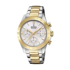 Festina Boyfriend, Women's Chronograph Watch, Grey Silver / Gold Stainless Steel Bracelet F20651/1