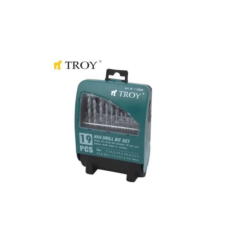 Troy σετ τρυπάνια σιδήρου 19 τεμ.