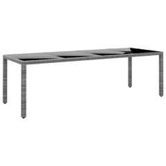Τραπέζι Κήπου Γκρι 250x100x75 εκ. Ψημένο Γυαλί/Συνθετικό Ρατάν 310593