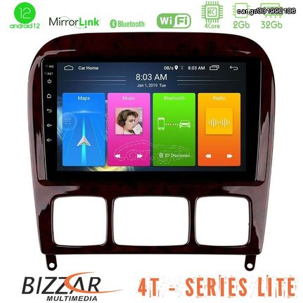 Bizzar 4T Series Mercedes S Class 1999-2004 (W220) 4Core Android12 2+32GB Navigation Multimedia Tablet 9"