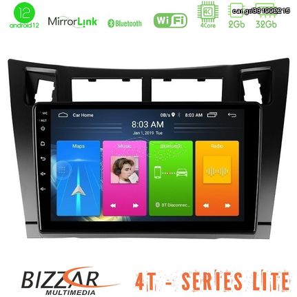 Bizzar 4T Series Toyota Yaris 4Core Android12 2+32GB Navigation Multimedia Tablet 9" (Μαύρο Χρώμα)