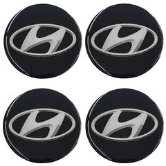 HYUNDAI ΑΥΤΟΚΟΛΛΗΤΑ ΣΗΜΑΤΑ ΖΑΝΤΩΝ 6 cm ΜΑΥΡΟ/ΧΡΩΜΙΟ ΜΕ ΕΠΙΚΑΛΥΨΗ ΣΜΑΛΤΟΥ  - 4 ΤΕΜ.