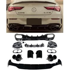 Diffuser Πίσω Προφυλακτήρα Για Mercedes-Benz CLA W118 C118 19+ Amg Look Για Amg Sport Line Προφυλακτήρες Σετ Με Στρογγυλές Μαύρες Μπούκες