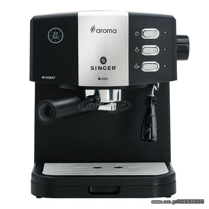 Singer ES-851B Μαύρη Μηχανή Espresso 850W Πίεσης 20bar