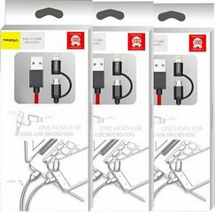 Treqa Regular USB to Lightning / micro USB Cable Κόκκινο 1m (CA-812)