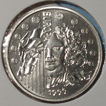 1999 FRANCE Euro Conversion INTRO Europa OLD Silver 6.55957 Francs Coin .