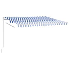vidaXL Τέντα Αυτόματη με LED & Αισθητήρα Ανέμου Μπλε/Λευκό 4x3 μ.-thumb-3