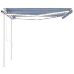 vidaXL Τέντα Αυτόματη με LED & Αισθητήρα Ανέμου Μπλε/Λευκό 4x3 μ.-thumb-4
