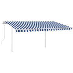 vidaXL Τέντα Αυτόματη με LED & Αισθητήρα Ανέμου Μπλε/Λευκό 4x3 μ.-thumb-1