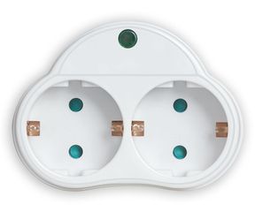 POWERTECH ΑΝΤΑΠΤΟΡΑΣ ΡΕΥΜΑΤΟΣ, 2X SCHUKO, 250V 16A, ΛΕΥΚΟΣ (PT-818)