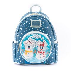 Loungefly Disney Snowman Minnie Mickey Snow Globe Mini Backpack (WDBK1850)