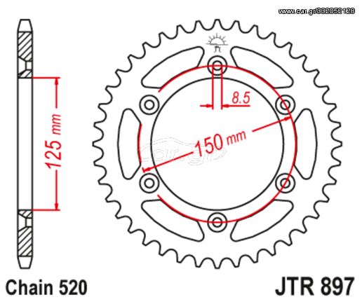 Πίσω γρανάζι κίνησης μάρκας JT 40 δοντιών για KTM LC 4 640 Super Moto 99 04 - JTR897.40ZBK Κωδ.203178-τηλ.210.8000616