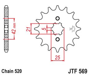 Εμπρόσθιο γρανάζι κίνησης μάρκας JT 16 δοντιών για Kawasaki KLX 250 D Tracker (99) - JTF569.16 Κωδ.195566-τηλ.210.8000616