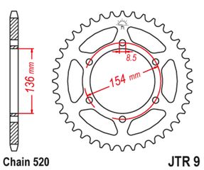 Πίσω γρανάζι μηχανής μάρκας JT 47 δοντιών για BMW 650 Xchallenge και Xcountry - JTR9.47 Κωδ.203213-τηλ.210.8000616