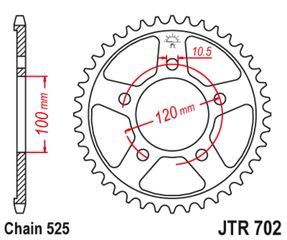 Πίσω γρανάζι κίνησης μάρκας JT 42 δοντιών για Aprilia RSV 1000 Mille (98 04) - JTR702.42 Κωδ.192674-τηλ.210.8000616