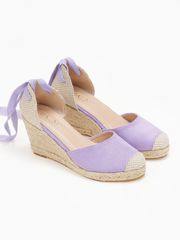 Lace up suede πλατφόρμες - Μωβ