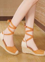 Lace up suede πλατφόρμες - Κάμελ