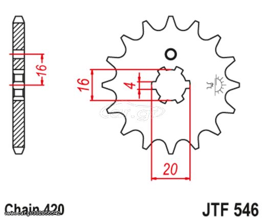 Εμπρόσθιο γρανάζι κίνησης μάρκας JT 14 δοντιών για Kawasaki KX 80 (98 00) - JTF546.14 Κωδ.192412-τηλ.210.8000616