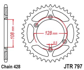 Γρανάζι κίνησης πίσω JT 428 51 δόντια από ατσάλι - JTR797.51 Κωδ.203340-τηλ.210.8000616