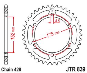 Πίσω γρανάζι κίνησης μάρκας JT 55 δοντιών για Yamaha TTR 250 Raid - JTR839.55 Κωδ.203375-τηλ.210.8000616