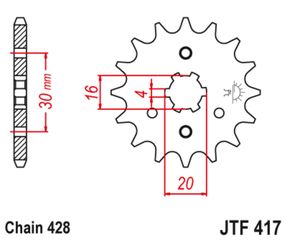 Εμπρόσθιο γρανάζι κίνησης μάρκας JT 14 δοντιών για Kawasaki KMX 200 (88 92) - JTF417.14 Κωδ.195531-τηλ.210.8000616