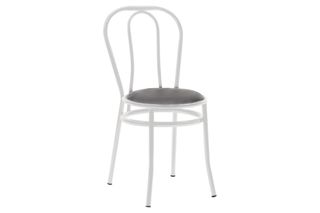 Καρέκλα "WIEN" από μέταλλο/τεχνόδερμα σε λευκό/μαύρο χρώμα 40x47x85