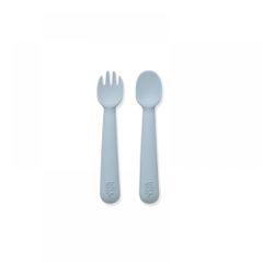 Interbaby σετ κουτάλι και πηρούνι σιλικόνης Blue