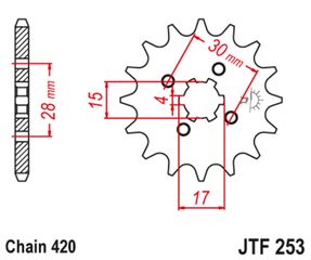 Εμπρόσθιο γρανάζι κίνησης μάρκας JT 15 δοντιών για Honda Innova 125 (02 04) - JTF253.15 Κωδ.192280-τηλ.210.8000616