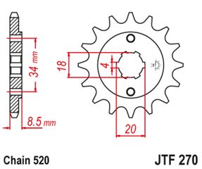 Εμπρόσθιο γρανάζι κίνησης μάρκας JT 15 δοντιών για Honda Rebel 250 (87) - JTF270.15 Κωδ.192287-τηλ.210.8000616