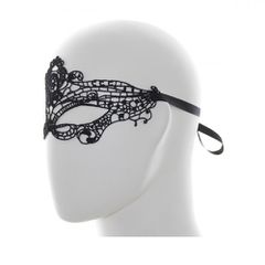 Black Venician Eye Mask with Satin Tie-thumb-1