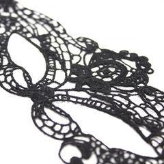 Black Venician Eye Mask with Satin Tie-thumb-4