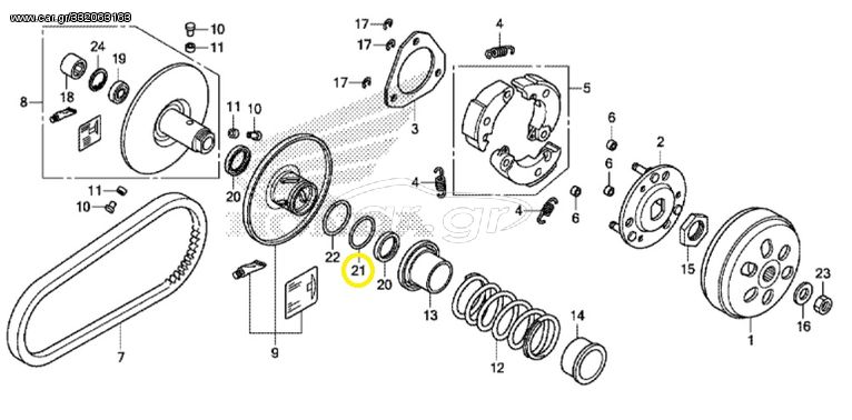 O-ring Τροχαλίας Φυγοκεντρικού Honda NH.50 Lead 91351642000