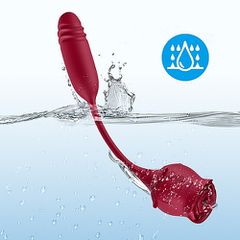 Clitoral Air suction Rose with thrusting bullet Vibrator-thumb-1