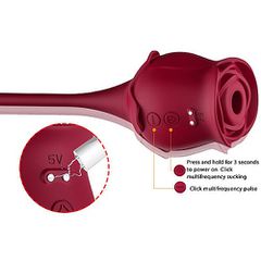 Clitoral Air suction Rose with thrusting bullet Vibrator-thumb-2