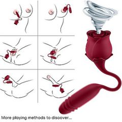 Clitoral Air suction Rose with thrusting bullet Vibrator-thumb-4