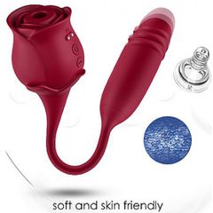 Clitoral Air suction Rose with thrusting bullet Vibrator-thumb-5