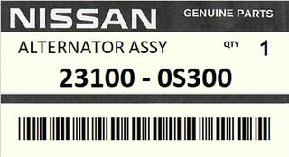 Δυναμό - Ηλεκτρογεννήτρια NISSAN ENGINE KA24E #231000S300