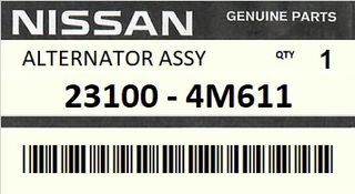 Δυναμό - Ηλεκτρογεννήτρια NISSAN ENGINE CVT SR20DE #231004M611