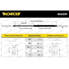 Αμορτισέρ Μπαγκάζ Monroe ML6220 για Golf VII (5G1- Be1) 8.12 -