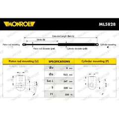 Αμορτισέρ Μπαγκάζ Monroe ML5828 για Renault Megane II Estate (Km0/1_) 8.03 - 8.09