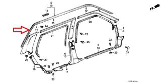 Λάστιχο ουρανού αριστερό HONDA CIVIC 86- 87 (73869SB4033) Seal, L. Drip