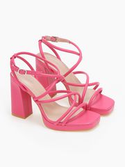 Πέδιλα με λουράκια και φιάπα - Φούξια